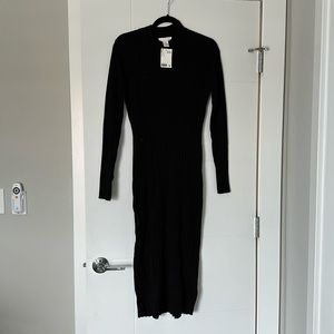 H&M women’s ribbed sweater dress black size large